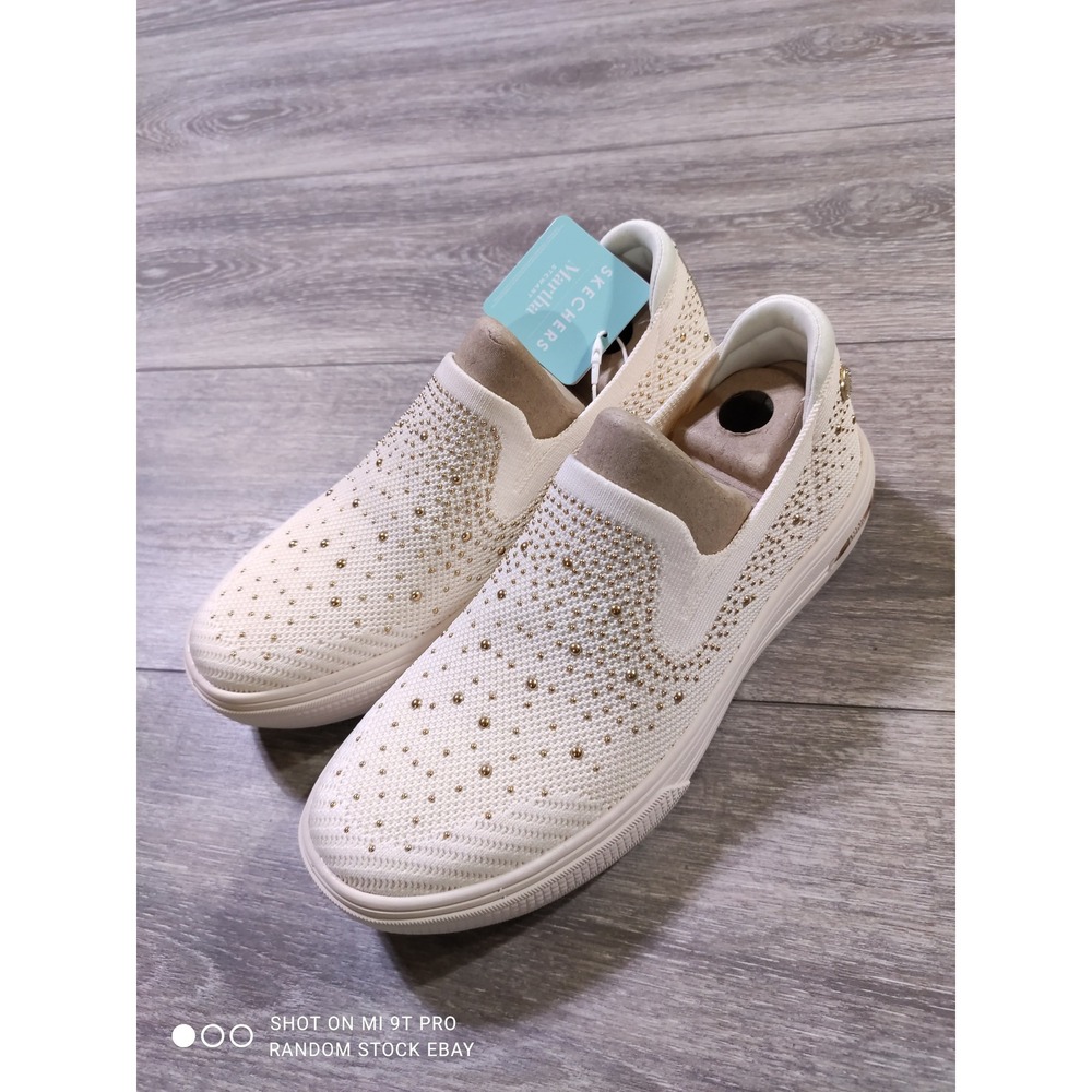 Skechers Martha Stewart Arch Fit Arcade Glitz Gal Off White Rhinestone Shoes 7